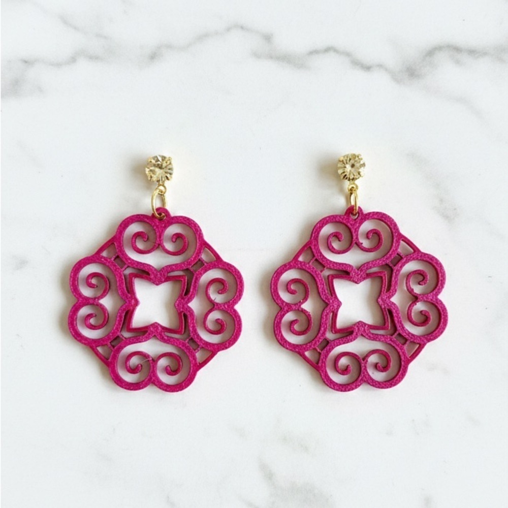 Gold and Burgundy Color Shift, Filigree Earrings - Picture 3 of 7